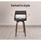 Set of 2 Kastoria Wooden Bar Stools PU Leather - Black & Wood