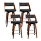Set of 4 Kastoria Wooden Bar Stools PU Leather - Black & Wood