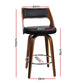 Set of 4 Kastoria Wooden Bar Stools PU Leather - Black & Wood