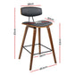 Set of 4 Cosenza PU Leather Circular Footrest Bar Stools - Black