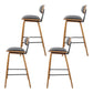 Set of 4 Cosenza PU Leather Circular Footrest Bar Stools - Black