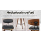 Set of 4 Cosenza PU Leather Circular Footrest Bar Stools - Black