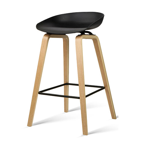 Set of 4 Basel Bar Stools Kitchen Counter Stool Dining Chairs Wooden - Black
