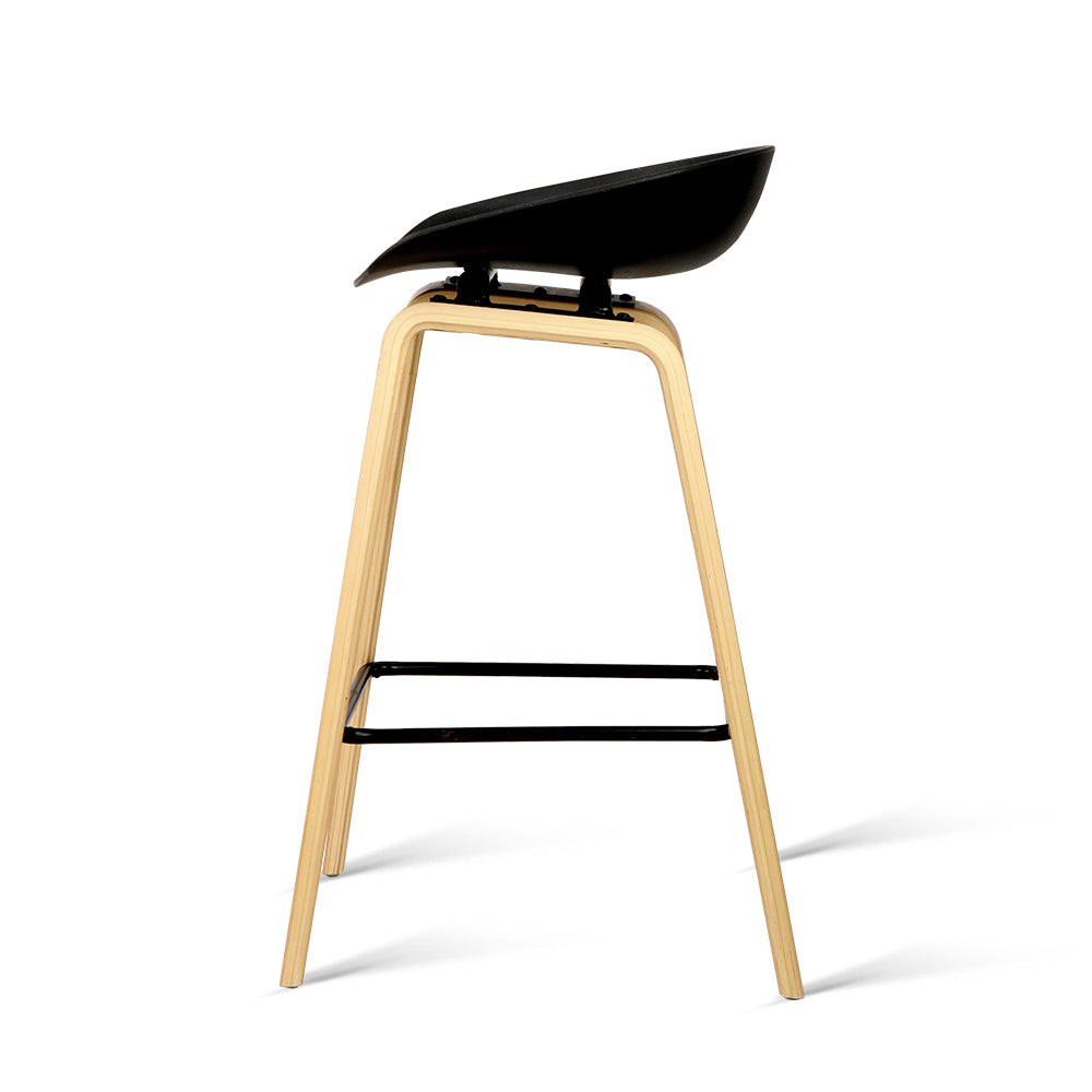Set of 4 Basel Bar Stools Kitchen Counter Stool Dining Chairs Wooden - Black