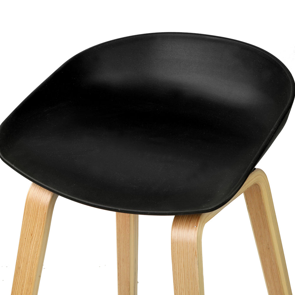 Set of 4 Basel Bar Stools Kitchen Counter Stool Dining Chairs Wooden - Black