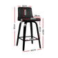 Set of 2 Florina Wooden PU Leather Bar Stool - Black