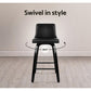 Set of 2 Florina Wooden PU Leather Bar Stool - Black