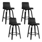 Set of 4 Florina Wooden PU Leather Bar Stool - Black