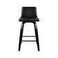 Set of 4 Florina Wooden PU Leather Bar Stool - Black