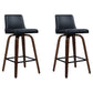 Set of 2 Florina Wooden PU Leather Bar Stool Wood Legs - Black & Brown