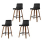 Set of 4 Florina Bar Stools Swivel Leather Padded Wooden - Black