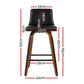 Set of 4 Florina Bar Stools Swivel Leather Padded Wooden - Black