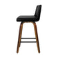 Set of 4 Florina Bar Stools Swivel Leather Padded Wooden - Black