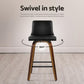 Set of 4 Florina Bar Stools Swivel Leather Padded Wooden - Black