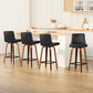 Set of 4 Florina Bar Stools Swivel Leather Padded Wooden - Black
