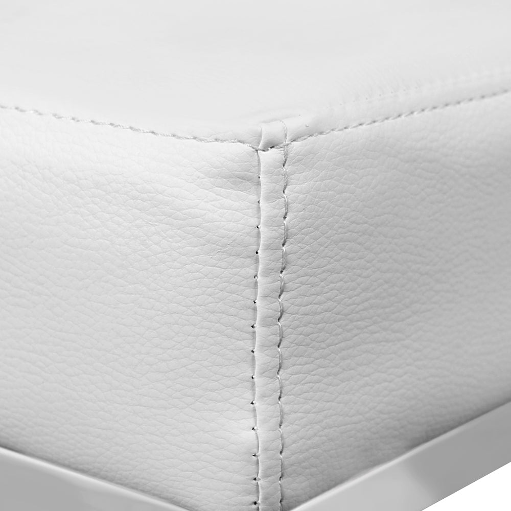 Set of 2 Liestal PU Leather Backless Bar Stools - White & Chrome