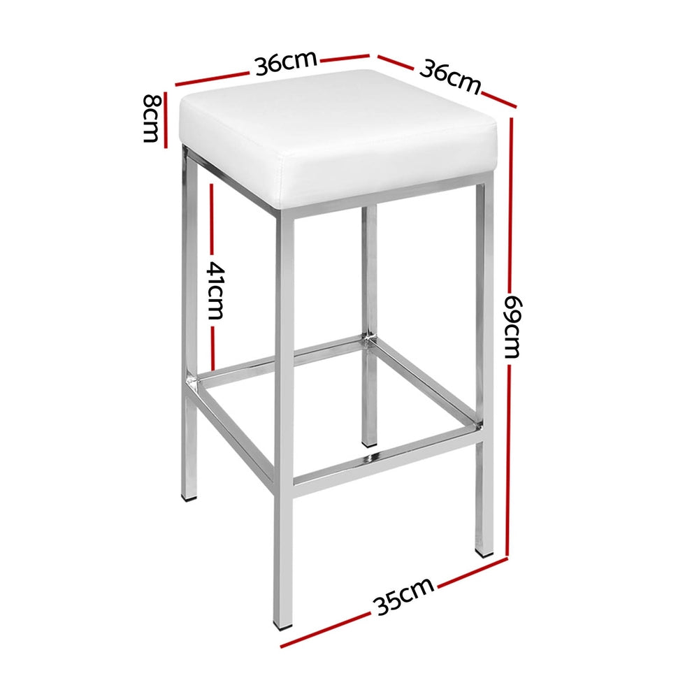 Set of 4 Liestal Bar Stools Leather Padded Metal - White
