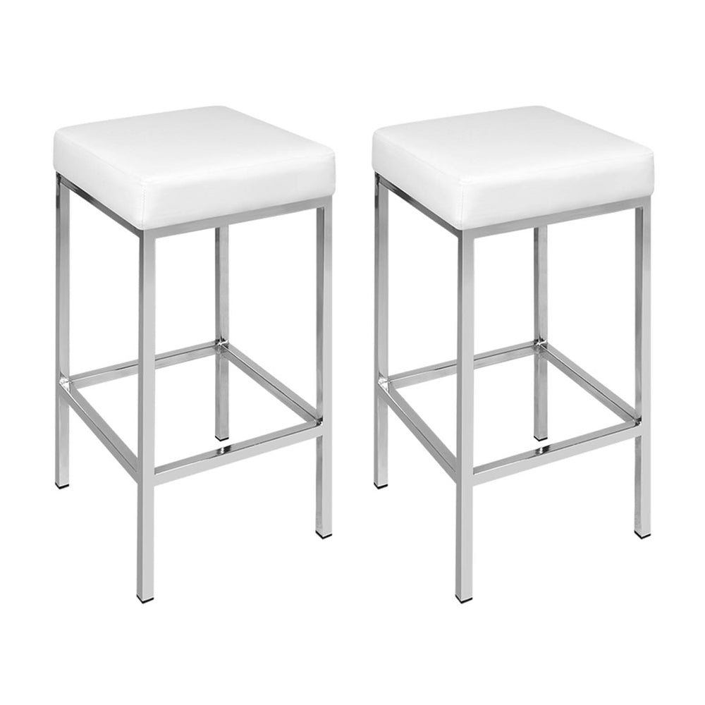 Set of 4 Liestal Bar Stools Leather Padded Metal - White