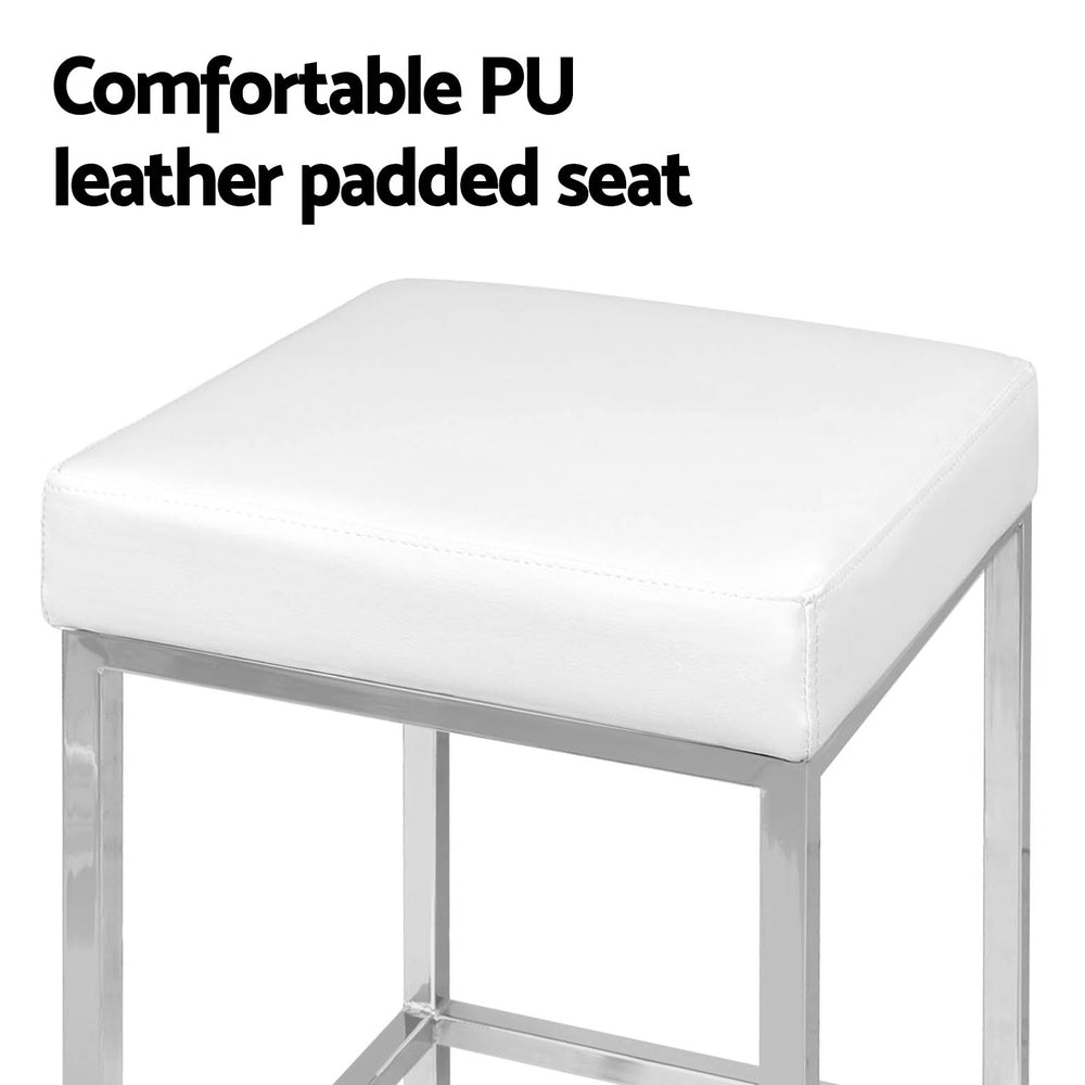 Set of 4 Liestal Bar Stools Leather Padded Metal - White