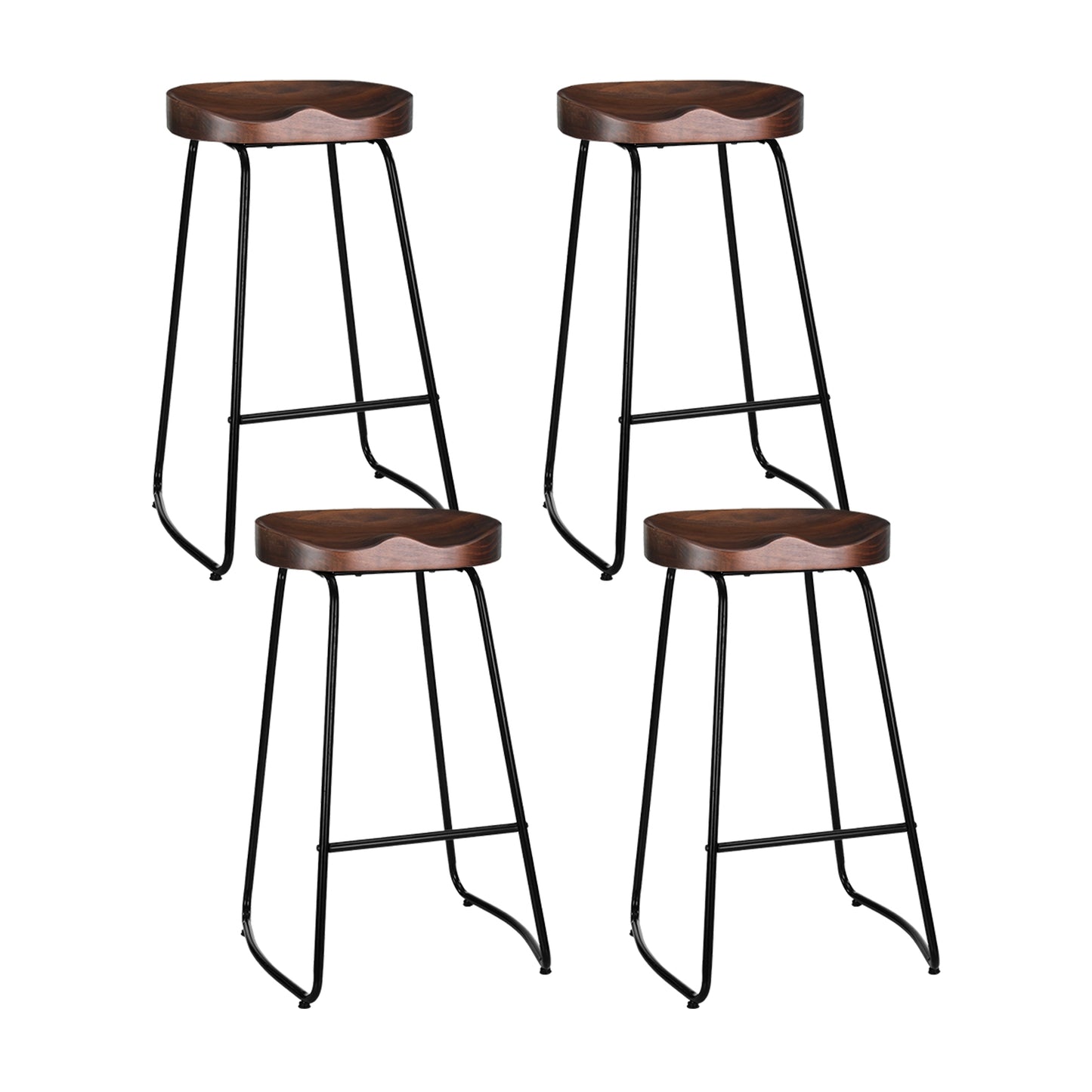 Set of 4 Trento Elm Wood Backless Bar Stools - Wood