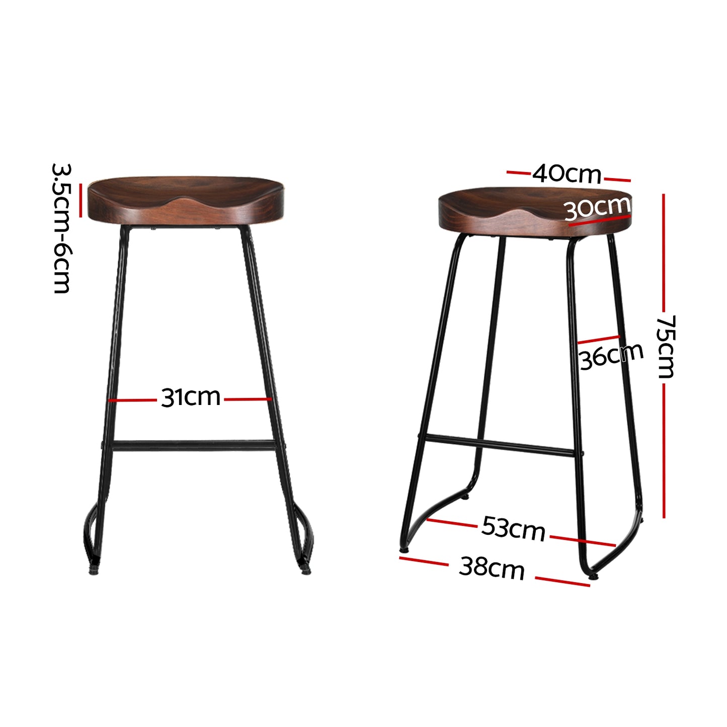 Set of 4 Trento Elm Wood Backless Bar Stools - Wood