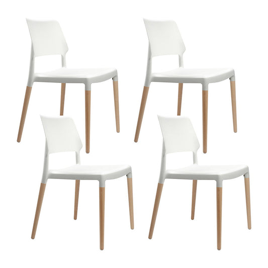Darien Set of 4 Dining Chairs Plastic Wooden Stackable - White