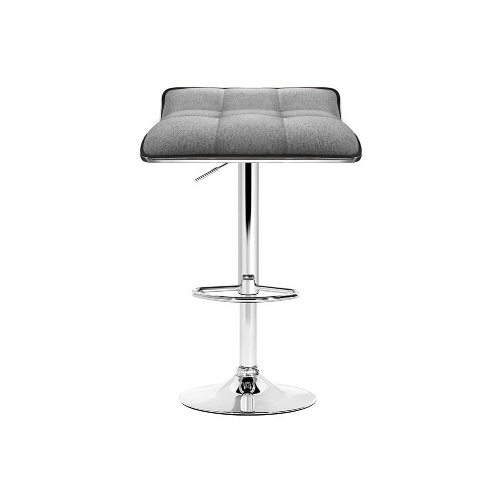 Set of 4 Arnhem Bar Stools Linen Padded Gas Lift - Grey