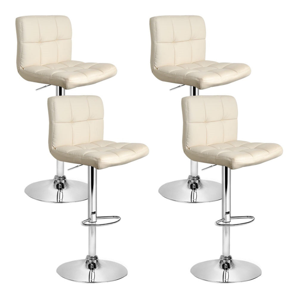 Set of 4 Chania PU Leather Gas Lift Bar Stools - Beige