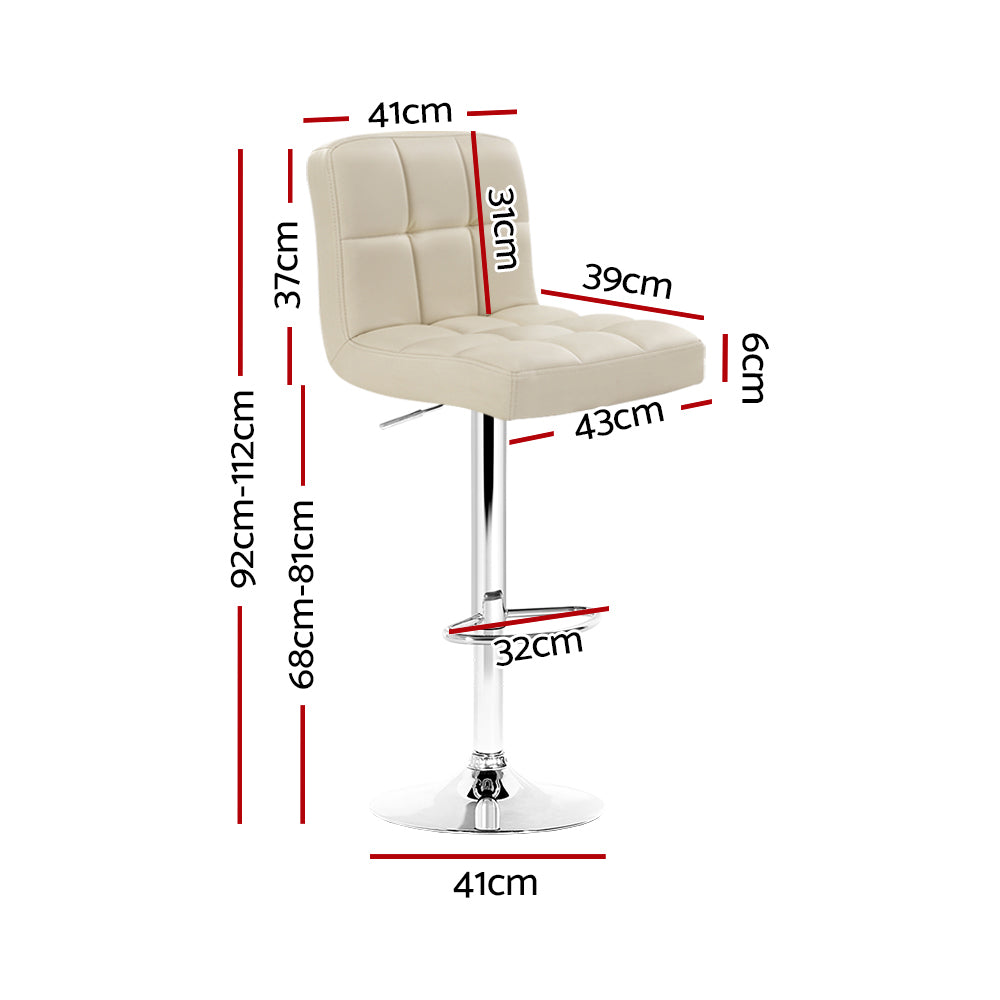 Set of 4 Chania PU Leather Gas Lift Bar Stools - Beige