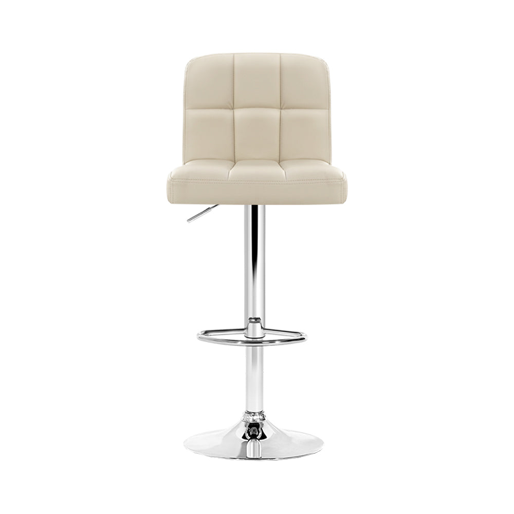Set of 4 Chania PU Leather Gas Lift Bar Stools - Beige
