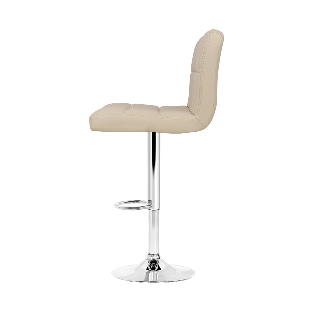 Set of 4 Chania PU Leather Gas Lift Bar Stools - Beige