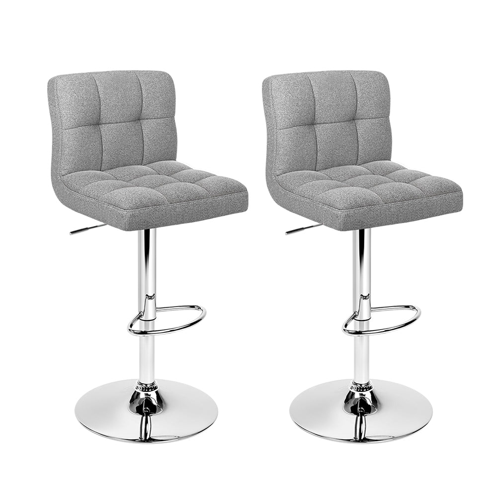 Set of 2 Chania Fabric Swivel Bar Stools - Grey