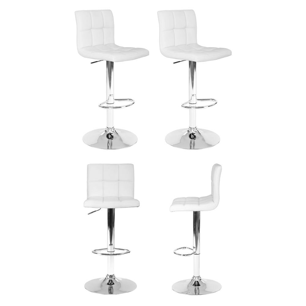 Set of 4 Chania Bar Stools Leather Gas Lift - White