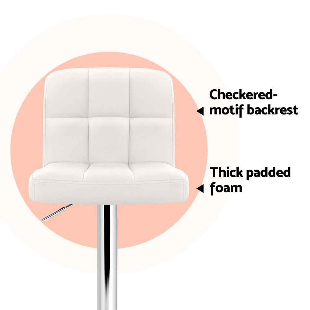 Set of 4 Chania Bar Stools Leather Gas Lift - White