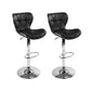Set of 2 Liosia PU Leather Patterned Bar Stools - Black & Chrome