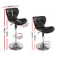 Set of 2 Liosia PU Leather Patterned Bar Stools - Black & Chrome