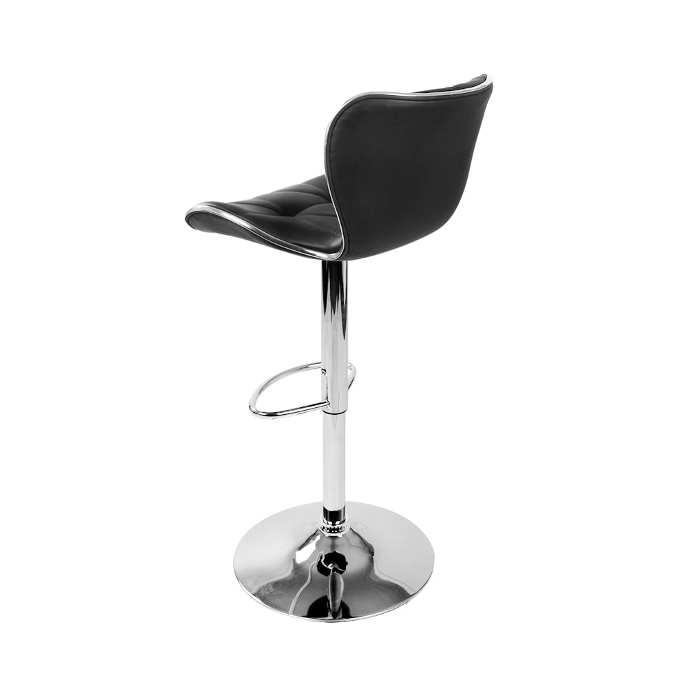 Set of 2 Liosia PU Leather Patterned Bar Stools - Black & Chrome