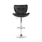 Set of 4 Liosia PU Leather Patterned Bar Stools - Black & Chrome