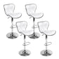 Set of 4 Liosia PU Leather Patterned Bar Stools - White & Chrome