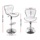 Set of 4 Liosia PU Leather Patterned Bar Stools - White & Chrome