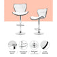 Set of 4 Liosia PU Leather Patterned Bar Stools - White & Chrome