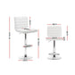Set of 2 Amaliada PU Leather Bar Stools Padded Line Style - White