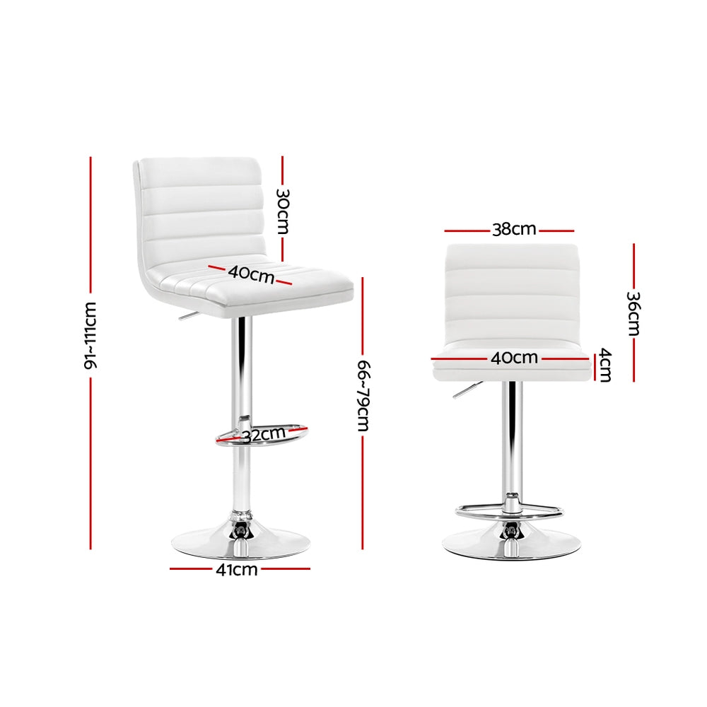 Set of 2 Amaliada PU Leather Bar Stools Padded Line Style - White