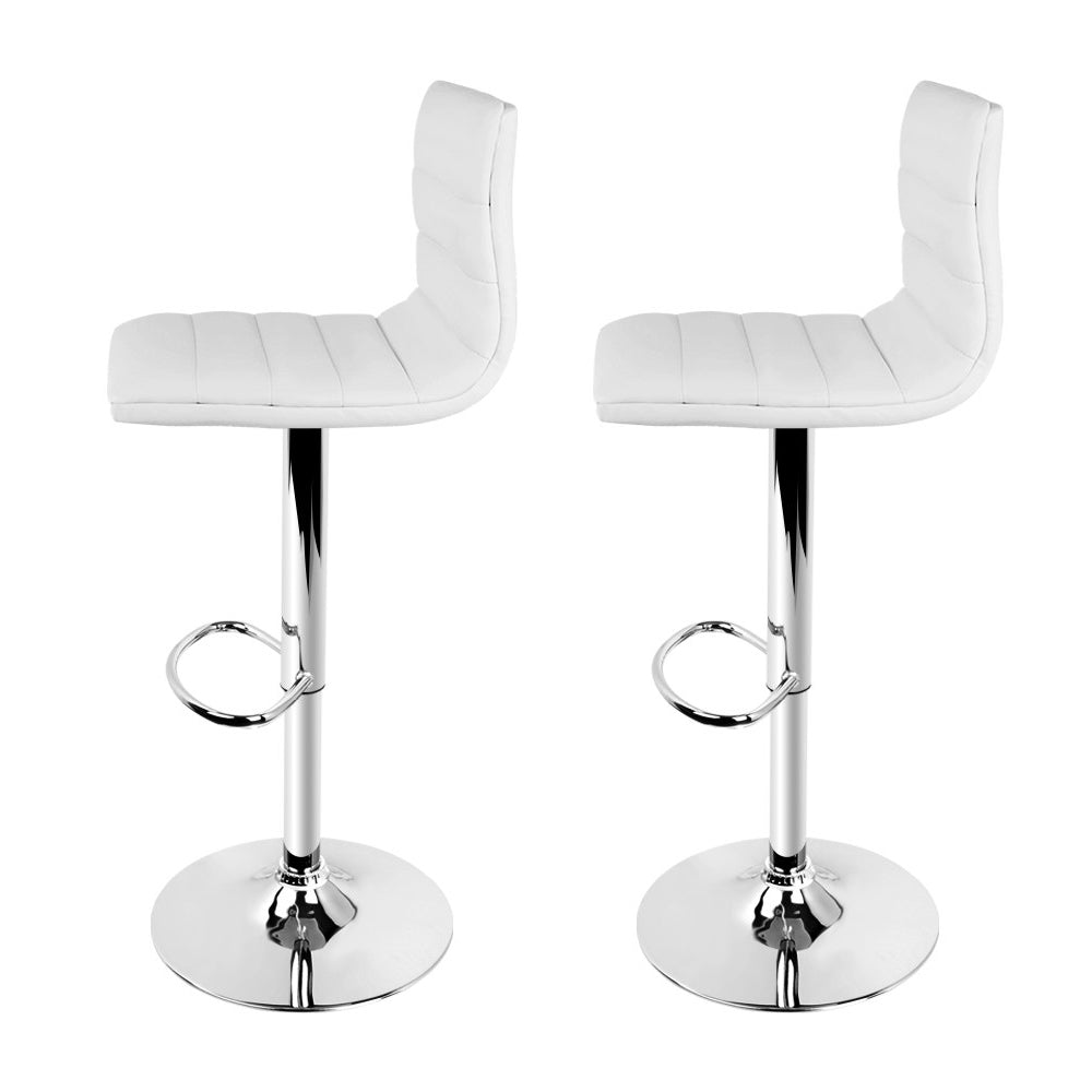 Set of 2 Amaliada PU Leather Bar Stools Padded Line Style - White