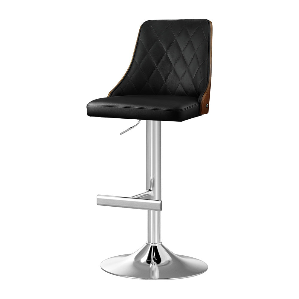 Chonchi Bar Stool Bentwood Swivel Adjustable Kitchen Counter Stool Leather - Black