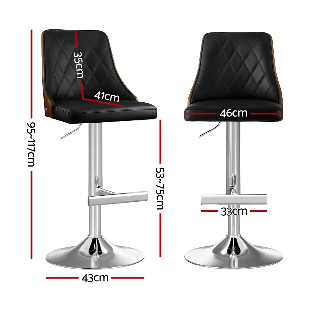 Chonchi Bar Stool Bentwood Swivel Adjustable Kitchen Counter Stool Leather - Black