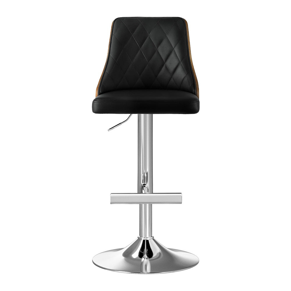 Chonchi Bar Stool Bentwood Swivel Adjustable Kitchen Counter Stool Leather - Black