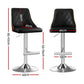 Set of 2 Chonchi Bar Stool Wood Swivel Adjustable Kitchen Counter Stool Leather - Black