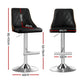Set of 4 Chonchi Bar Stool Wood Swivel Adjustable Kitchen Counter Stool Leather - Black
