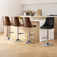 Set of 4 Chonchi Bar Stool Wood Swivel Adjustable Kitchen Counter Stool Leather - Black